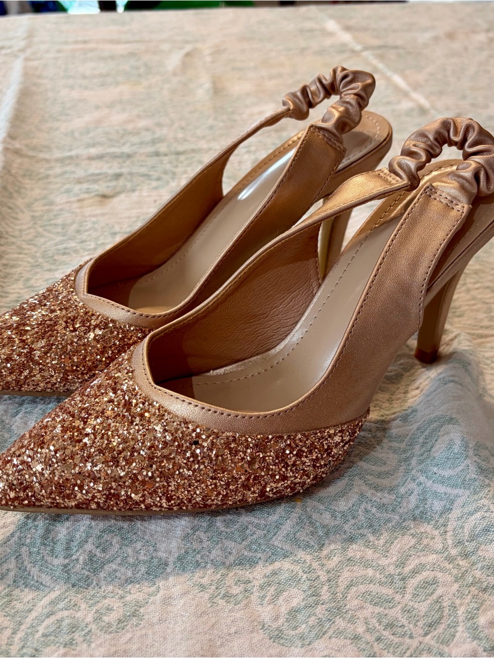 Women's Glitter Slingback Pumps in Rose Gold - Size 38
